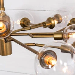 Sputnik Clear Glass Globe Chandelier - Matte Brass -Famous Furniture Shop CCAR 66 DET 4 83768.1513797873