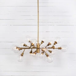 Sputnik Clear Glass Globe Chandelier - Matte Brass -Famous Furniture Shop CCAR 66 PRM 1 59861.1513797871