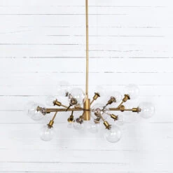 Sputnik Clear Glass Globe Chandelier - Matte Brass -Famous Furniture Shop CCAR 66 PRM 2 99507.1513797844