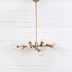 Sputnik Clear Glass Globe Chandelier - Matte Brass