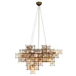 Beatrice Brass Pendant With Stones 38"