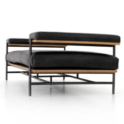 Kennon Mid-Century Modern Black Leather Daybed Chaise -Famous Furniture Shop CGRY 0371708 679 DET 1 40468.1565809364