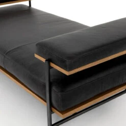 Kennon Mid-Century Modern Black Leather Daybed Chaise -Famous Furniture Shop CGRY 0371708 679 DET 3 81288.1565809382
