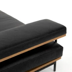Kennon Mid-Century Modern Black Leather Daybed Chaise -Famous Furniture Shop CGRY 0371708 679 DET 4 32170.1565809378