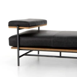 Kennon Mid-Century Modern Black Leather Daybed Chaise -Famous Furniture Shop CGRY 0371708 679 DET 6 99884.1565809375