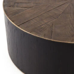 Perry Reclaimed Oak Round Drum Coffee Table 40" -Famous Furniture Shop CIMP 126 DET 3 24297.1631332001