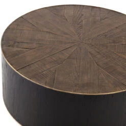 Perry Reclaimed Oak Round Drum Coffee Table 40" -Famous Furniture Shop CIMP 126 DET 4 35048.1631332001
