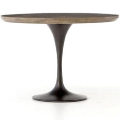 Aero Tulip Industrial Brass Clad Top Round Dining Table 42"