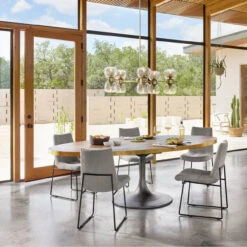 Evans Industrial Tulip Oak Wood Top Oval Dining Table 98" 14 Evans Industrial Tulip Oak Wood Top Oval Dining Table 98" -Famous Furniture Shop CIMP 135 ROM 1 70807.1514515671