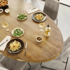 Evans Industrial Tulip Oak Wood Top Oval Dining Table 98" 15 Evans Industrial Tulip Oak Wood Top Oval Dining Table 98" -Famous Furniture Shop CIMP 135 ROM 2 64804.1514515650