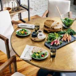 Aero Tulip Industrial Brass Clad Top Round Dining Table 42" -Famous Furniture Shop CIMP 13 ROM 2 20870.1626302256