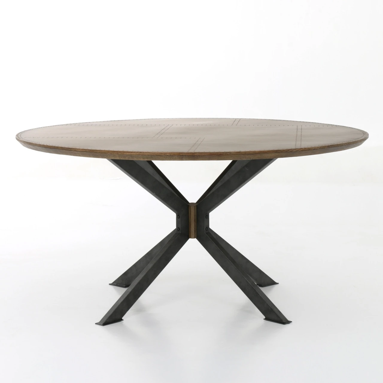 Industrial Spider Leg Brass Clad Round Dining Table 60" 4 Industrial Spider Leg Brass Clad Round Dining Table 60" - Image 2