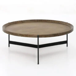 Nathaniel Brass And Oak Round Tray Coffee Table 40" -Famous Furniture Shop CIMP 173 FRT 1 50826.1513803919