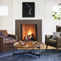 Nathaniel Brass And Oak Round Tray Coffee Table 40" -Famous Furniture Shop CIMP 173 ROM 1 55717.1513803910