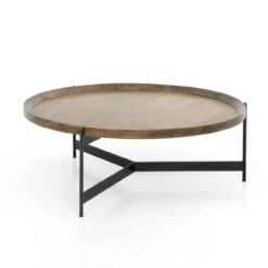 Nathaniel Brass And Oak Round Tray Coffee Table 40" -Famous Furniture Shop CIMP 173 SID 1 17892.1513803926