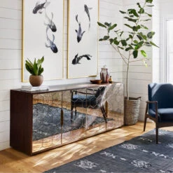 Honeycomb Walnut Antique Mirrored Buffet Sideboard -Famous Furniture Shop CIMP 209 ROM 2 51656.1513897135