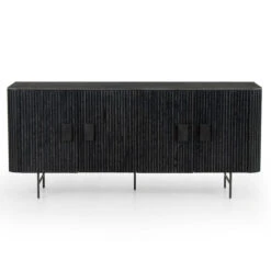 Laverne Black Oak Wood + Bluestone Top Sideboard Cabinet -Famous Furniture Shop CIMP 288 FRT 1 00014.1584024143
