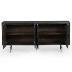 Laverne Black Oak Wood + Bluestone Top Sideboard Cabinet -Famous Furniture Shop CIMP 288 OPN 2 92276.1584024144