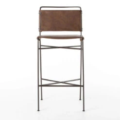 Oxford Distressed Brown Leather Steel Tube Bar Stool -Famous Furniture Shop CIRD 154 926 FRT 1 23532.1514406302