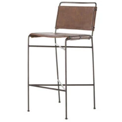 Oxford Distressed Brown Leather Steel Tube Bar Stool -Famous Furniture Shop CIRD 154 926 PRM 1 90813.1514406273