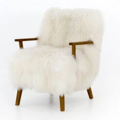 Ash Cream Mongolian Fur Accent Chair