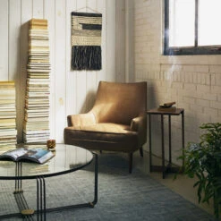 Danya Mid-Century Modern Taupe Leather Accent Chair -Famous Furniture Shop CKEN 103Y 08 ROM 1 51410.1520362286