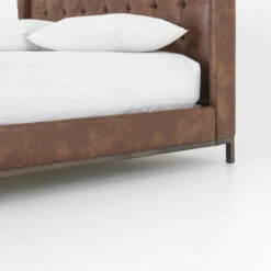 Newhall Box-Tufted Shelter Leather Platform Bed - Queen -Famous Furniture Shop CKEN 114A8K 089 DET 4 55025.1528413969