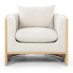 June Cream Linen Cane Back Lounge Chair - Oak -Famous Furniture Shop CKEN 34091 859P FRT 1 53342.1571956637