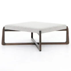 Roscoe Pebble Grey Upholstered Square Ottoman 38"