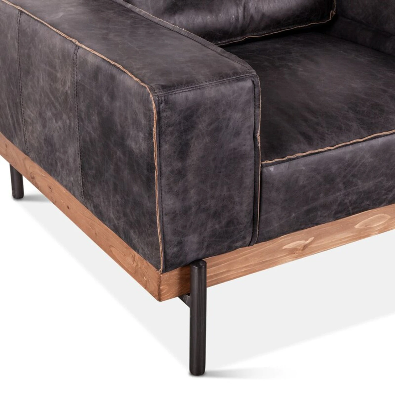 Loft Industrial Ebony Leather Club Chair 42" 8 Loft Industrial Ebony Leather Club Chair 42" - Image 6