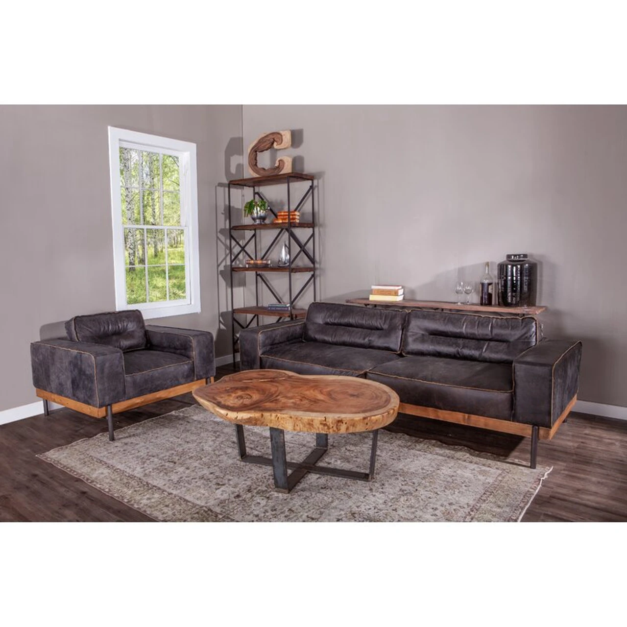 Loft Industrial Ebony Leather Club Chair 42" 4 Loft Industrial Ebony Leather Club Chair 42" - Image 2