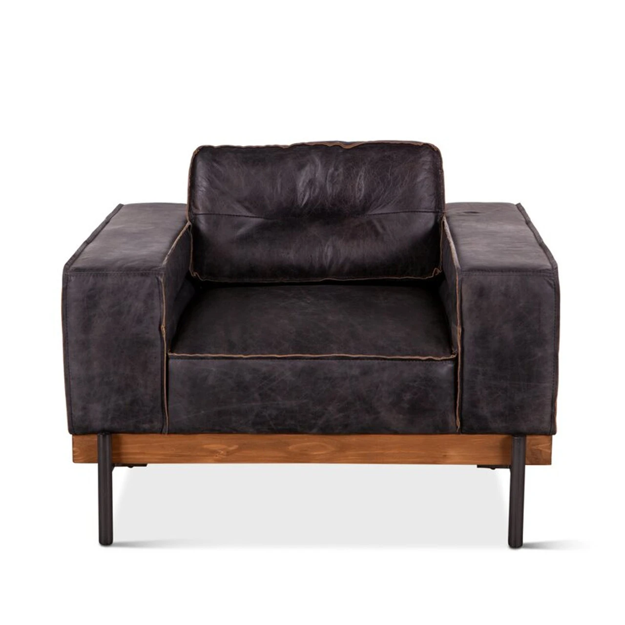 Loft Industrial Ebony Leather Club Chair 42" 5 Loft Industrial Ebony Leather Club Chair 42" - Image 3