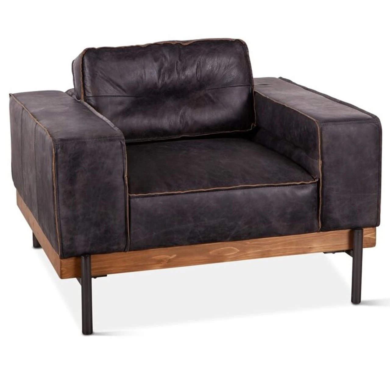 Loft Industrial Ebony Leather Club Chair 42" 3 Loft Industrial Ebony Leather Club Chair 42"