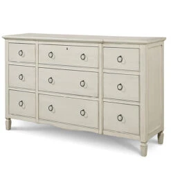 Country-Chic Maple Wood 9 Drawer Dresser - White
