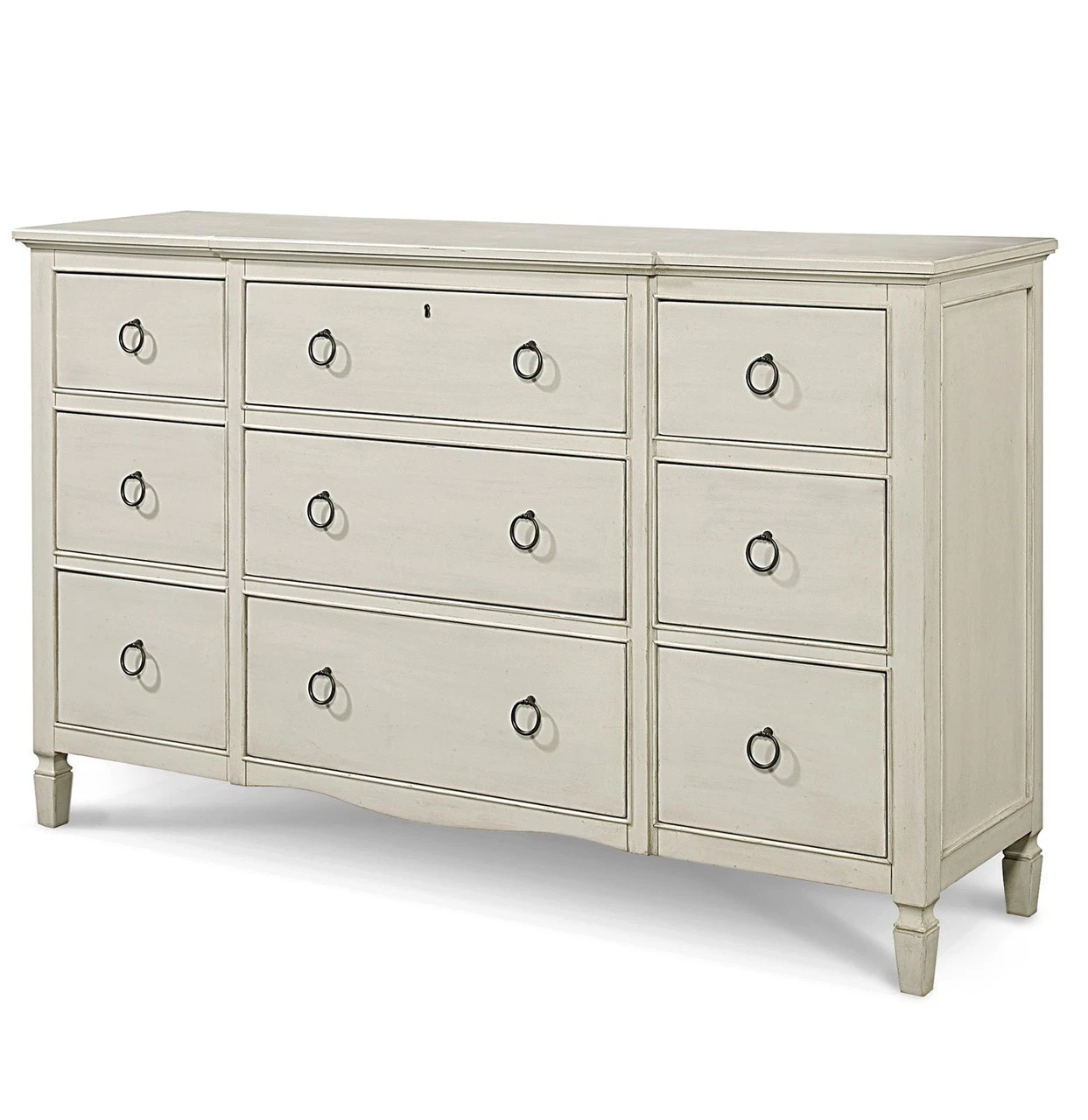 Country-Chic Maple Wood 9 Drawer Dresser - White 3 Country-Chic Maple Wood 9 Drawer Dresser - White