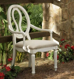 Country-Chic Maple Wood White Pierced Back Arm Chair -Famous Furniture Shop Country Chic Maple Wood White Pierced Back Arm Chair 60792.1453162076