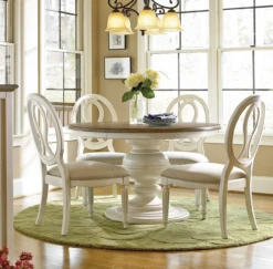Country-Chic Maple Wood White Pierced Back Arm Chair -Famous Furniture Shop Country Chic Maple Wood White Round Extendable Dining Table 75939.1453162111
