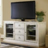 Country-Chic Maple Wood White TV Entertainment Console -Famous Furniture Shop Country Chic Maple Wood White TV Entertainment Console 47339.1453776109