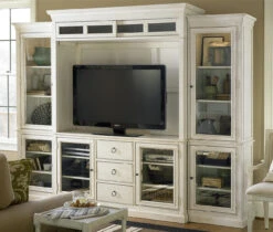 Country-Chic Maple Wood White TV Entertainment Wall Unit -Famous Furniture Shop Country Chic Maple Wood White TV Entertainment Wall Unit 80289.1453777994