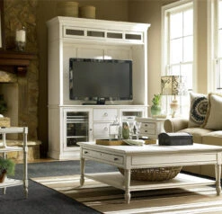 Country-Chic Maple Wood White TV Stand With Hutch -Famous Furniture Shop Country Chic Maple Wood White TV Stand with Hutch 49017.1453776730