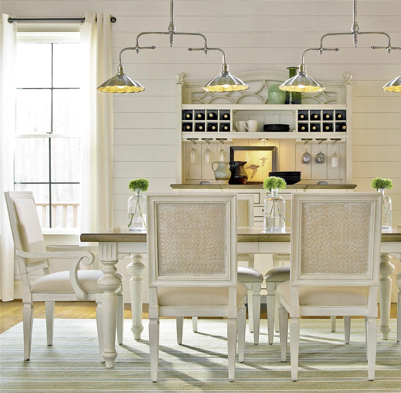 Country-Chic Woven Back Upholstered Dining Arm Chair 4 Country-Chic Woven Back Upholstered Dining Arm Chair - Image 2