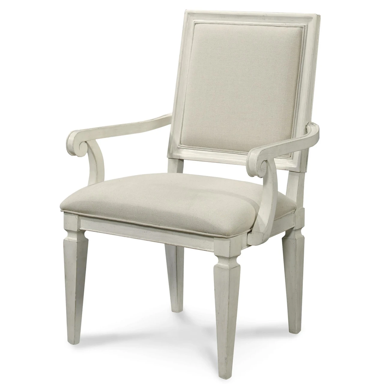 Country-Chic Woven Back Upholstered Dining Arm Chair 5 Country-Chic Woven Back Upholstered Dining Arm Chair - Image 3