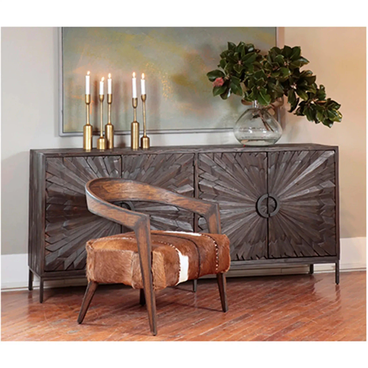 Kismet Barrel Back Brown Goat Hide Lounge Chair 4 Kismet Barrel Back Brown Goat Hide Lounge Chair - Image 2