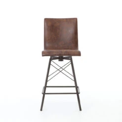 Diaw Distressed Leather Swivel Counterstool -Famous Furniture Shop Diaw Distressed Leather Swivel Counterstool2 37154.1452563297