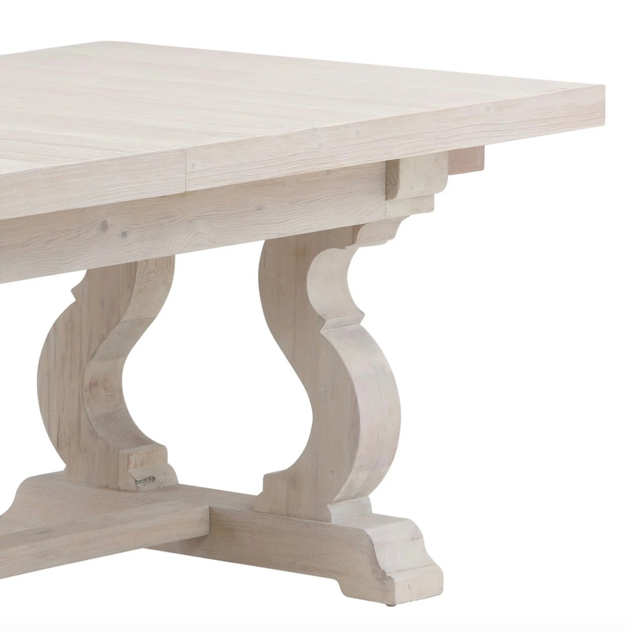 Chantelle Whitewashed Pine Extendable Trestle Dining Table 78-110" 5 Chantelle Whitewashed Pine Extendable Trestle Dining Table 78-110" - Image 3
