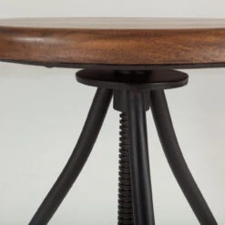 Steampunk Industrial Wood And Iron Crank Adjustable Stool -Famous Furniture Shop FIL SL13WN dt1 38575.1518718701