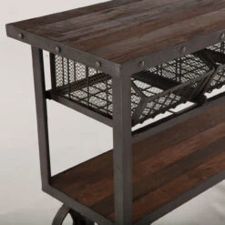 Industrial Teak + Iron Rolling Kitchen Cart 36" -Famous Furniture Shop FIT CRT48 dt1 07353.1453234962.1280.1280 75390.1556666689