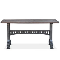 Industrial Barn Iron And Reclaimed Wood Console Table 66" -Famous Furniture Shop FOM CN66 1 61895.1636072187