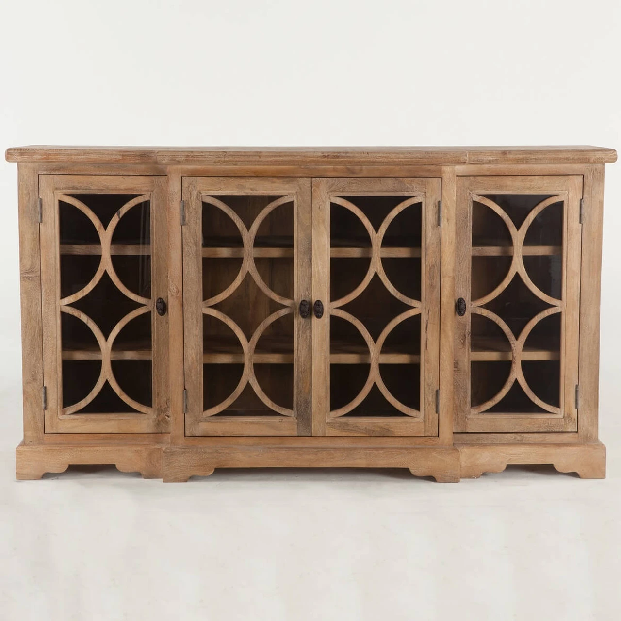 French Farmhouse Solid Wood 4 Door Credenza Cabinet 75" 5 French Farmhouse Solid Wood 4 Door Credenza Cabinet 75" - Image 3