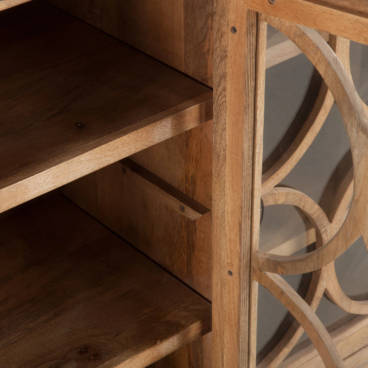 French Farmhouse Solid Wood 4 Door Credenza Cabinet 75" 8 French Farmhouse Solid Wood 4 Door Credenza Cabinet 75" - Image 6